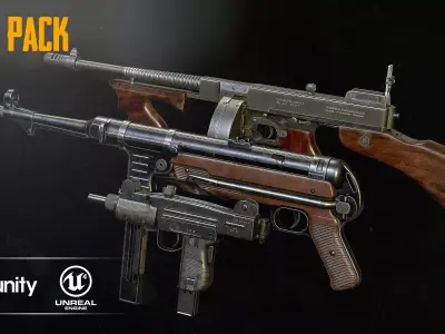 SUBMACHINE GUN 3D Model Pack
