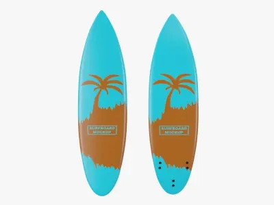 Surfboard 2 with palm tree 3D model