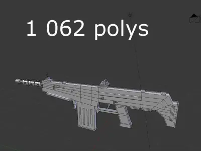 no brand low poly assault rifle 3 Low-poly 3D model