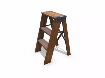 Old Wooden Step Ladder Low-poly PBR Low-poly 3D model