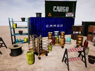 Industrial Props for Unreal Low-poly 3D model