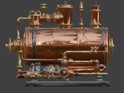 Steampunk Heavy Steam Generator 3D Model Low-poly 3D model
