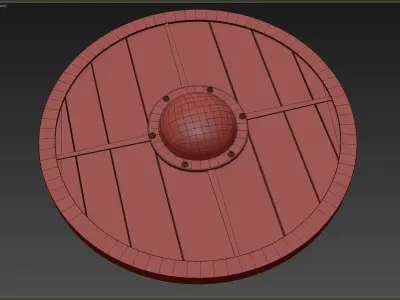 Wooden shield Low-poly 3D model 10