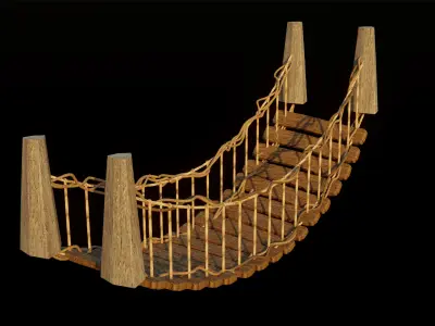 Wooden Bridge - Procedural Low-poly 3D model