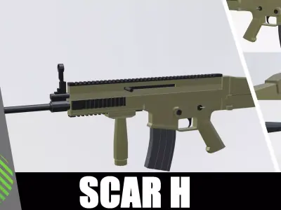 SCAR H low poly automatic rifle Low-poly 3D model