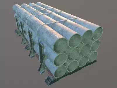 Concrete Pipe Kit Low-poly 3D model