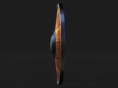 Round Wooden Shield Low-poly 3D model