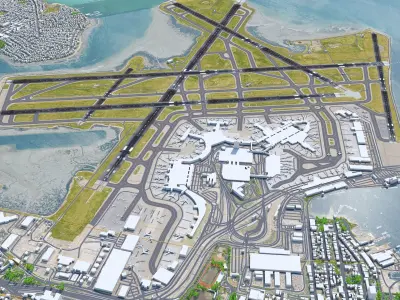 Boston Logan Airport 10km Low-poly 3D model