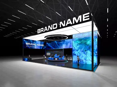 Immersive large-screen exhibition booth design 3D model