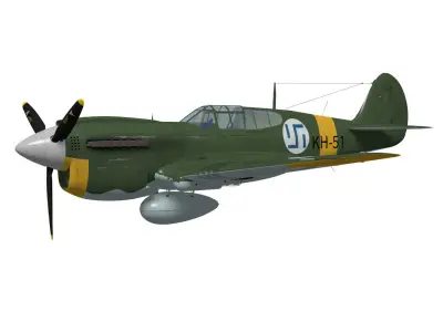 Curtiss P-40M Warhawk 3D model purchase
