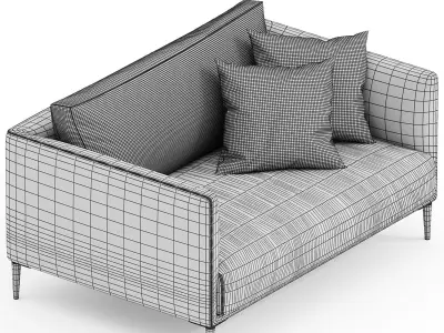 Sofa 2P antique effect buckle Oscar design EGal 3D model