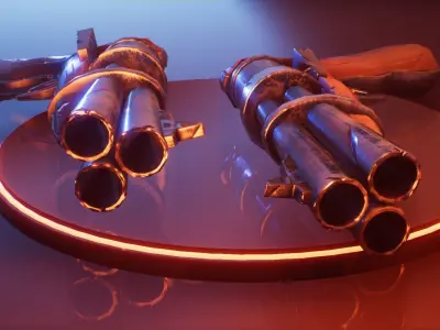 Stylized TriRevolver Free low-poly 3D model