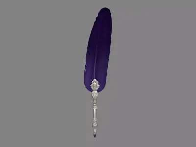 A pen made of feather   Low-poly 3D model