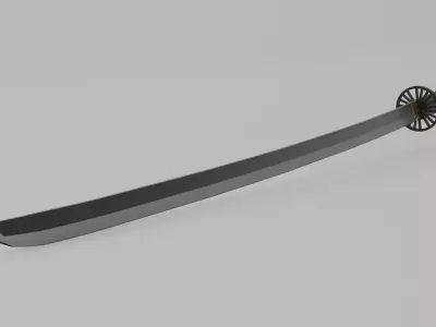 Black katana  Low-poly 3D model