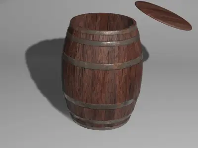 Wooden barrel with barrel hoop with 4k textures included 3D model