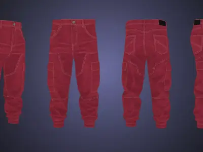 Modular Tactical Cargo Pants Low-poly 3D model