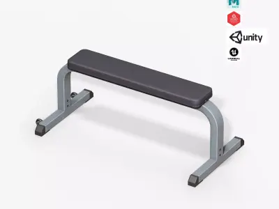 Flat Bench  Low-poly 3D model