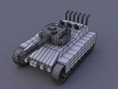 Fire Tiger LowPoly tank Low-poly 3D model