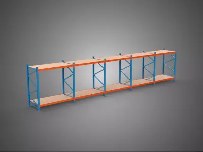 HORIZONTAL WOOD STEEL WAREHOUSE METAL SHELVING STORAGE RACK TRAY 3D model