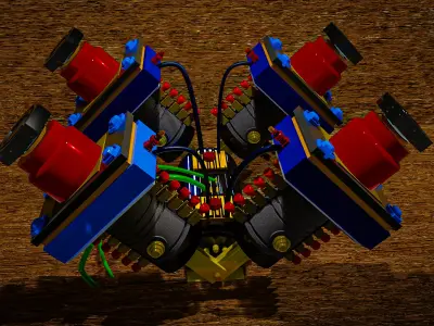 futuristic mechanical Engine Low-poly 3D model