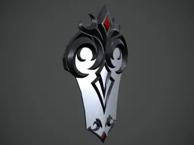 Fantasy dark shield Low-poly 3D model