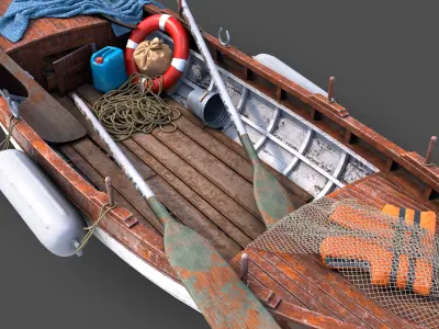 Wooden boat 3D model