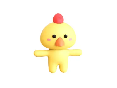 Character003 Chubby Chicken Low-poly 3D model