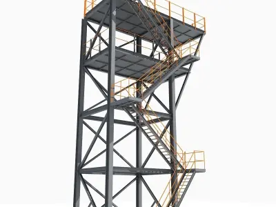 Yellow Stair Industrial Tower 05 3D model