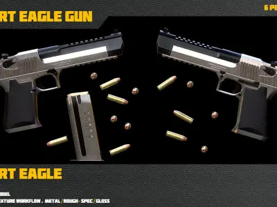 Desert Eagle Gun Low-poly 3D model purchase
