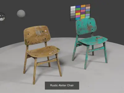 Rustic Atelier Furniture Set 3D Model Pack