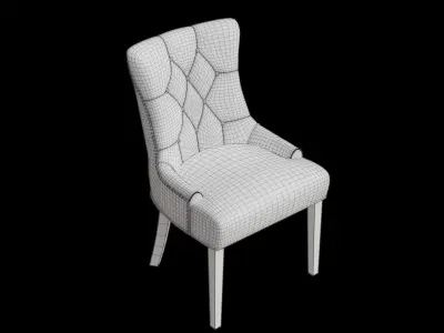 Tufted Antique Gold Side Chair 3D model