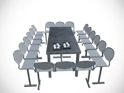 Factory dining setup Low-poly 3D model
