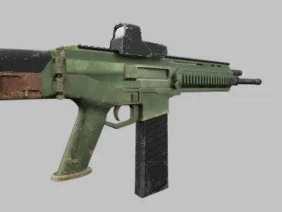 Assault rifle Low-poly 3D model 6