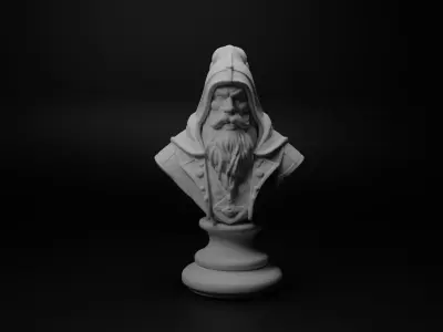Fantasy Mage Warrior Bust Chess 3D print model