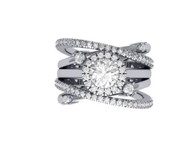 Solitair Ring Bridal Set 3D print model 34