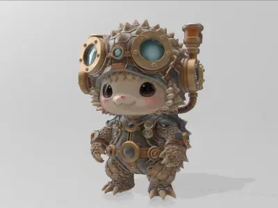 Steampunk Hedgehog Explorer 3D model