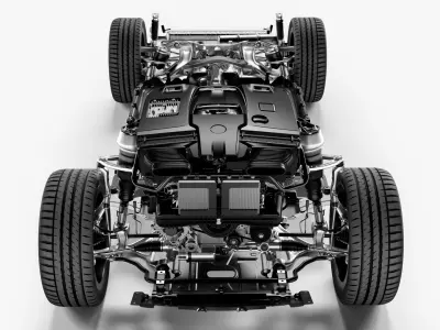 SUV Chassis engine wheels 3D model