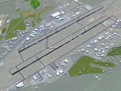 McGhee Tyson Airport Knoxville 10km Low-poly 3D model