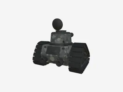War Tank Cartoon A10 Black Camouflage - Military Vehicle Low-poly 3D model