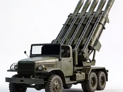 WWII Rocket Launcher Vehicle Model Low-poly 3D model