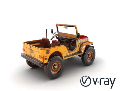 Retro Off-Road Jeep with Rugged Frame model pack Low-poly 3D model