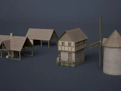 Medieval Castle Assets Low-poly 3D model