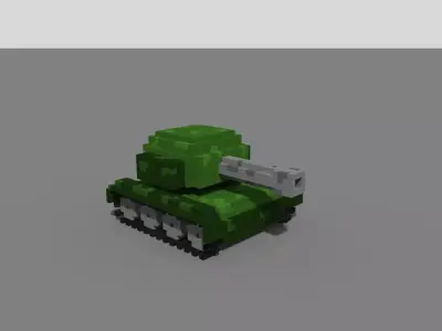 3D voxel tank Low-poly 3D model