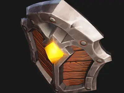 Stylized Shield Weapon Low Poly Game Ready 3D model Low-poly 3D model