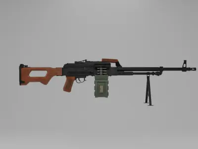 PKM machine gun Low-poly Game ready Low-poly 3D model
