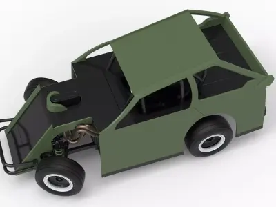 Mod Lite Race car while turning Version 2 Scale 1 to 25 3D print model