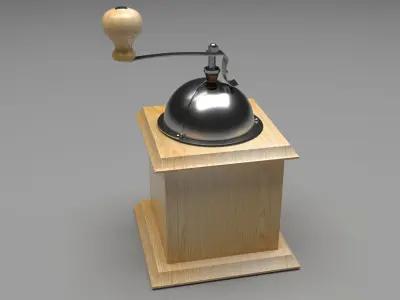 Vintage Coffee Grinder with Coffee Beans 3D model