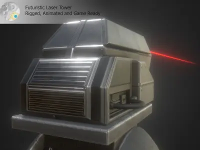 Futuristic Laser Gun Tower Low-poly 3D model