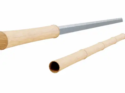 Bamboo katana Low-poly 3D model