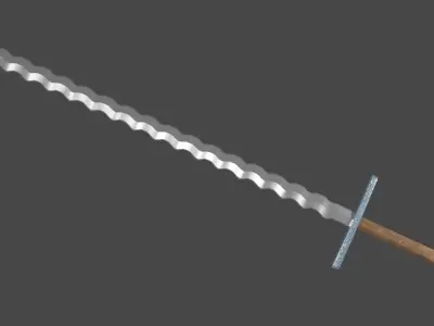 Flamberge sword with Grossmesser handle Low-poly 3D model